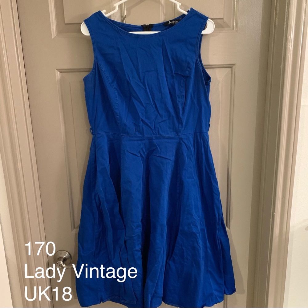 Lady Vintage London - Blue cotton dress UK18
